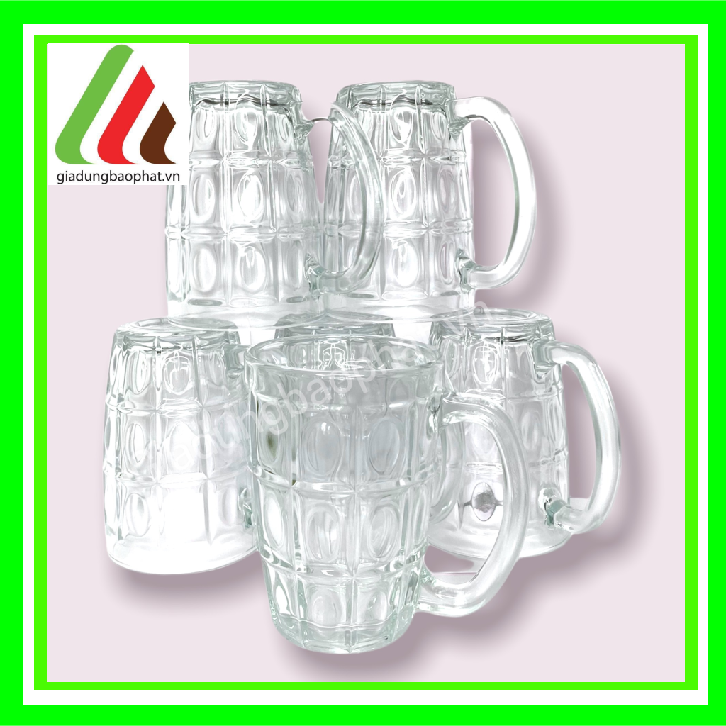 Bộ 6 ly bia thủy tinh có quai cầm 410ml việt tiệp chính hãng - ly nhà hàng - ly quán ăn -ly uống bia Việt Nam