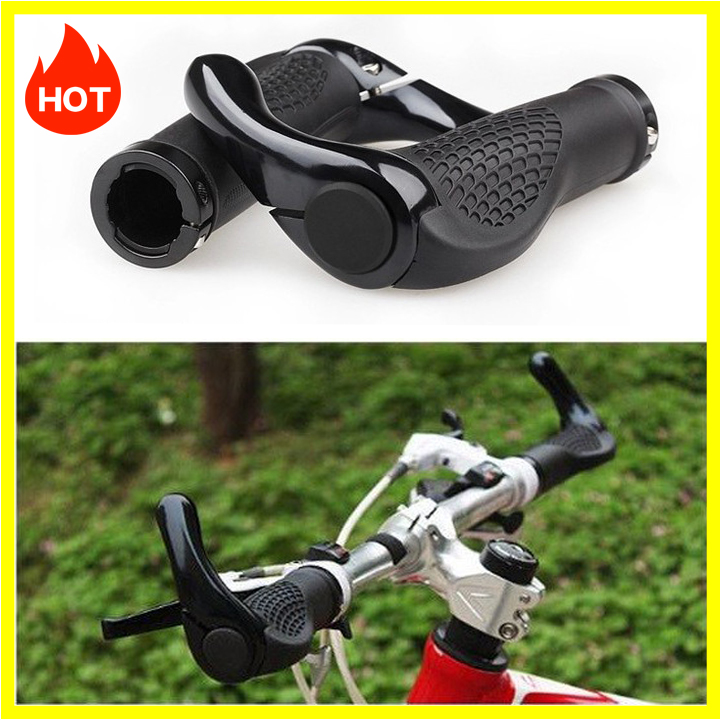 Bộ 2 Tay nắm sừng trâu xe đạp chống mỏi (Màu đen)