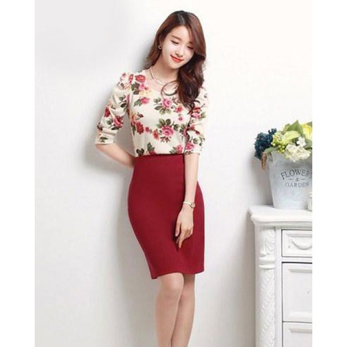 [giao màu ngẫu nhiên] [HCM]Chân váy bút chì maxi công sở len tăm