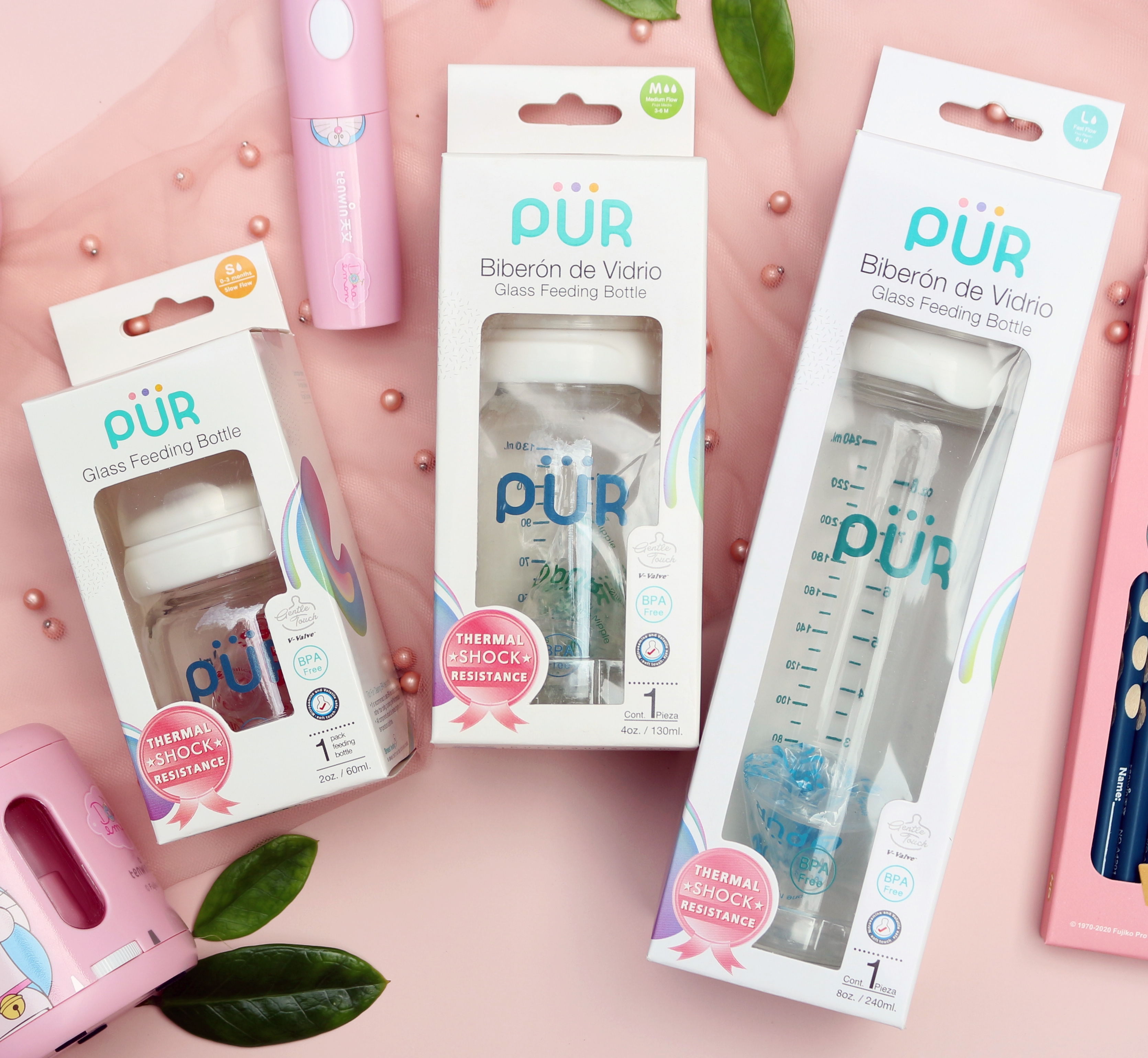 Bình sữa thủy tinh PUR 60ml, 130ml, 240ml