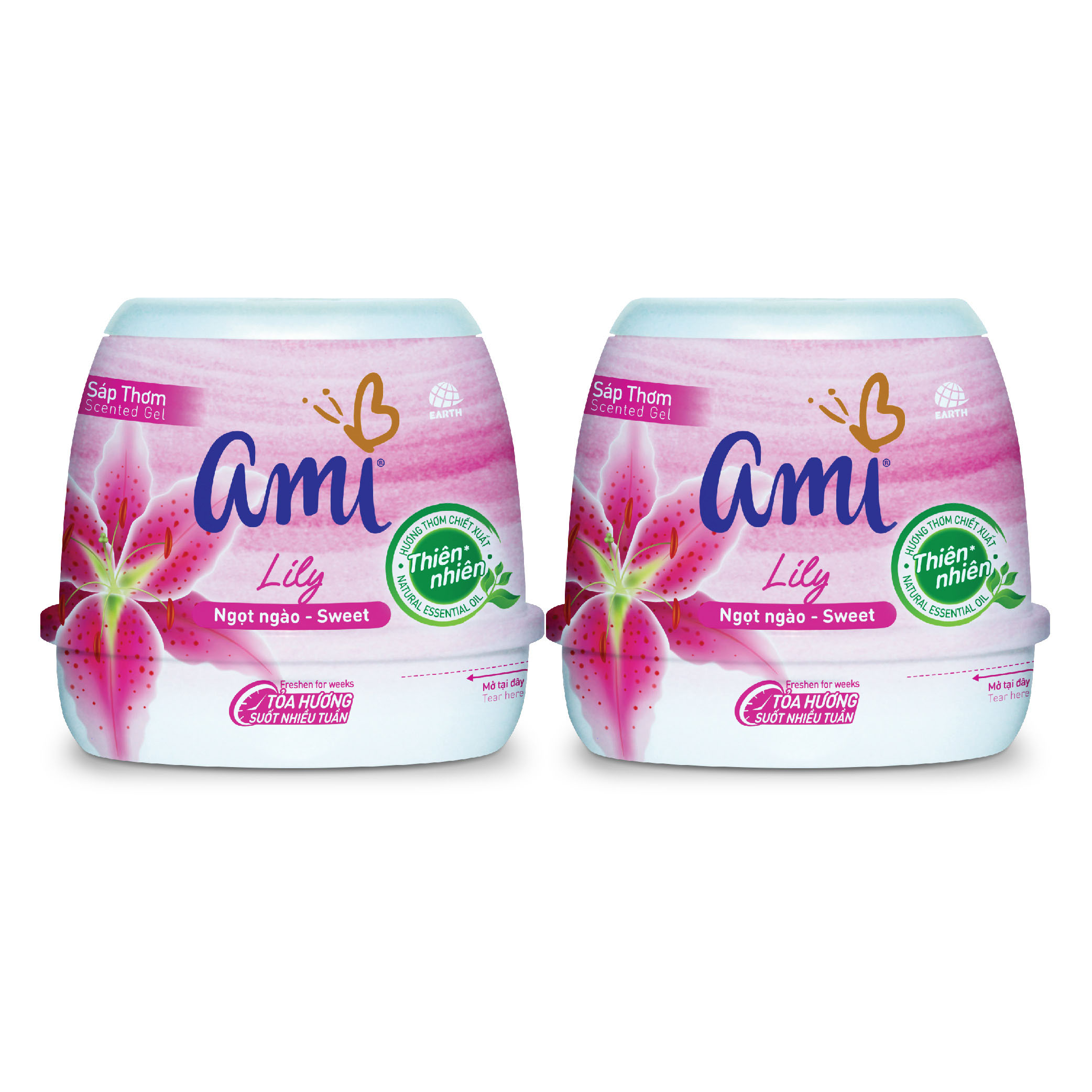 Combo 2 hộp Sáp thơm khử mùi Ami - Hương thơm chiết xuất thiên nhiên, Tỏa hương suốt nhiều tuần (Nhiều lựa chọn mùi hương) - Lily ngọt ngào