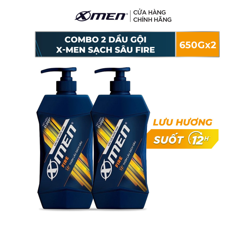Combo 2 Dầu Gội X-Men Sạch Sâu Fire 650g/chai