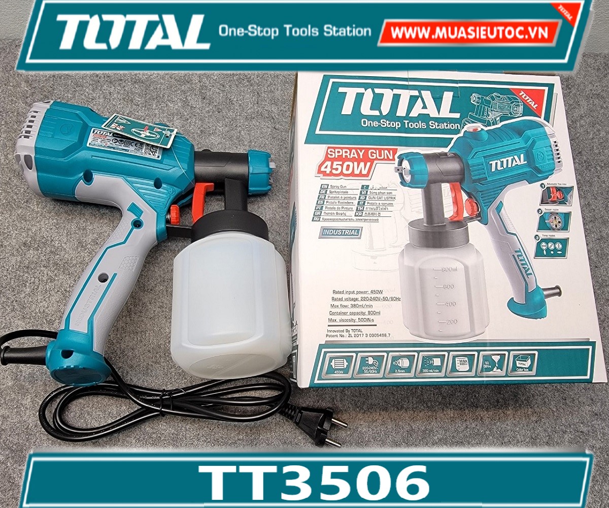 [HCM]MÁY PHUN SƠN DÙNG ĐIỆN TOTAL 450W TT3506