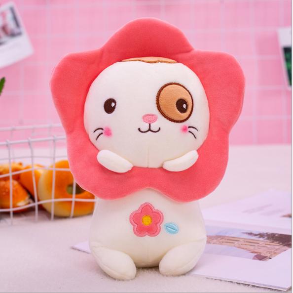 [HCM]Gấu Bông Mèo Con Đeo Hoa Size 25cm (3 Màu)