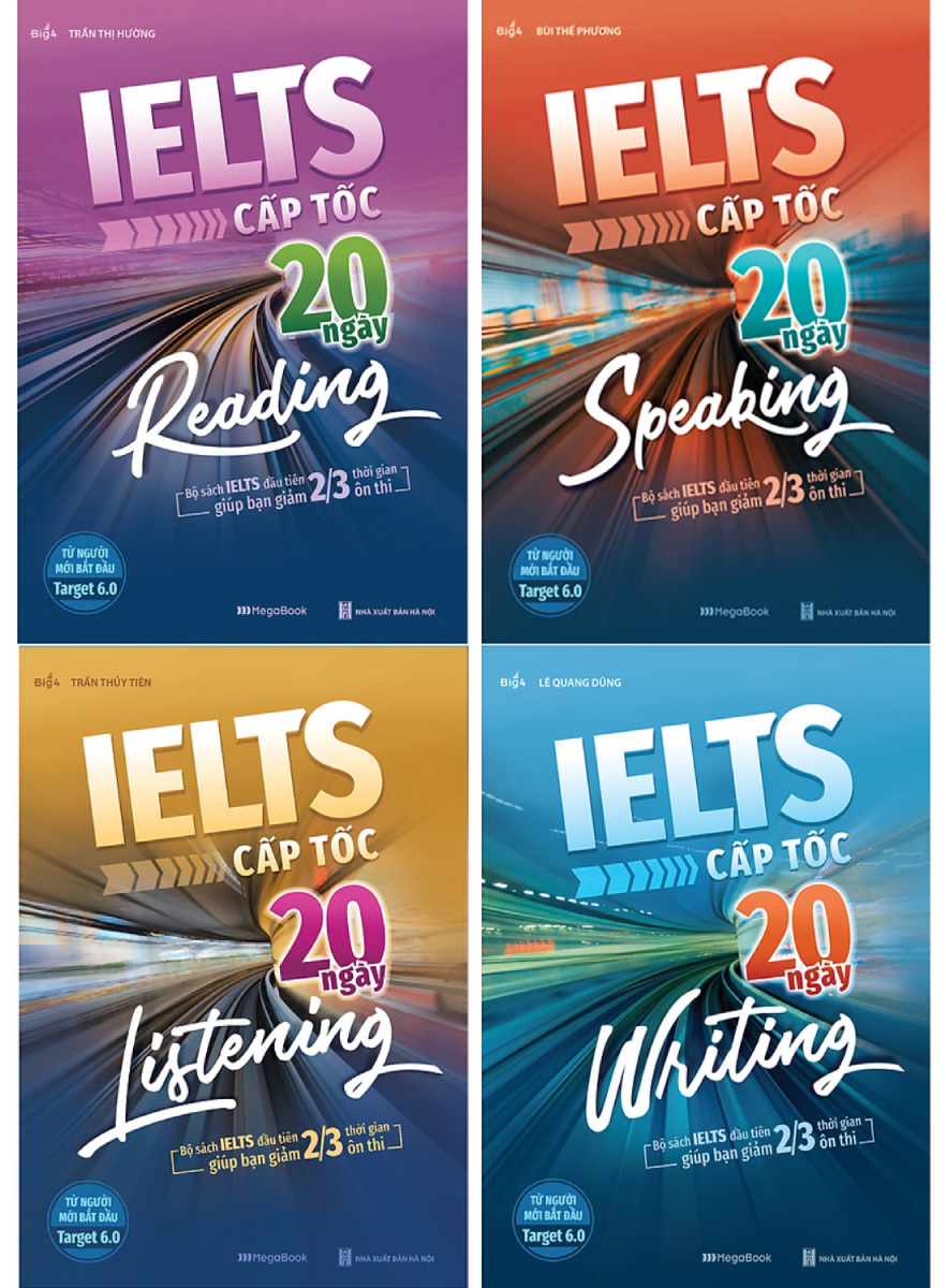 Sách - Combo IELTS Cấp Tốc 20 Ngày (Bộ 4 Cuốn) - MEGABOOK - Newshop