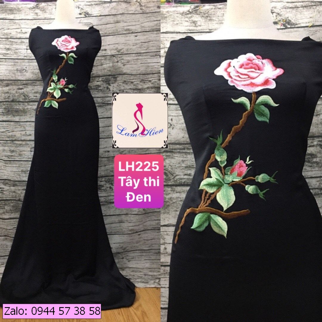 Vải áo dài lụa tây thi bông thêu LH225