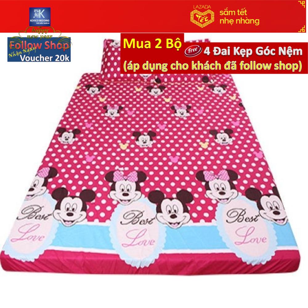 (FreeShip MAX) Bộ ga giường mickey mouse ( hồng)