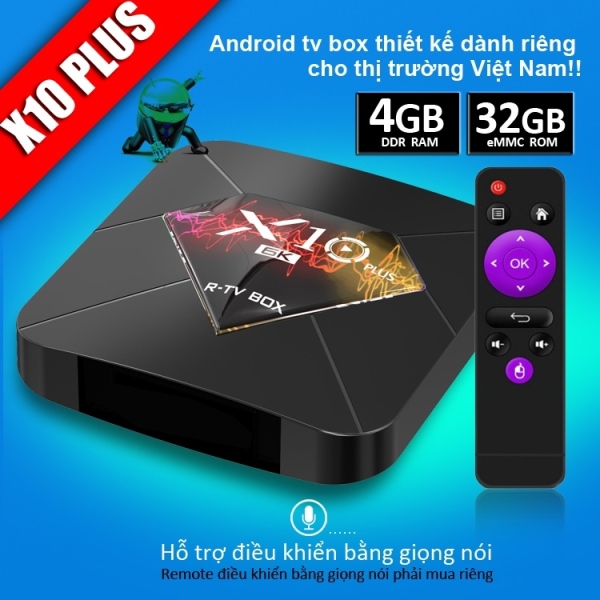 ○☇♕  Tv box ram 4G Bộ nhớ 32G xem phim 6K tivi box hỗ trợ tìm kiếm bằng giọng nói bảo hành 12 tháng X10 PLUS android box
