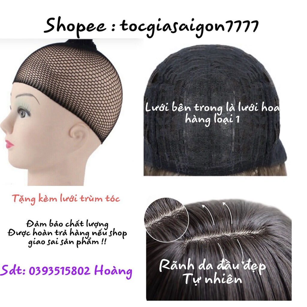 Tóc giả nguyên đầu cúp màu cam đào ms1799