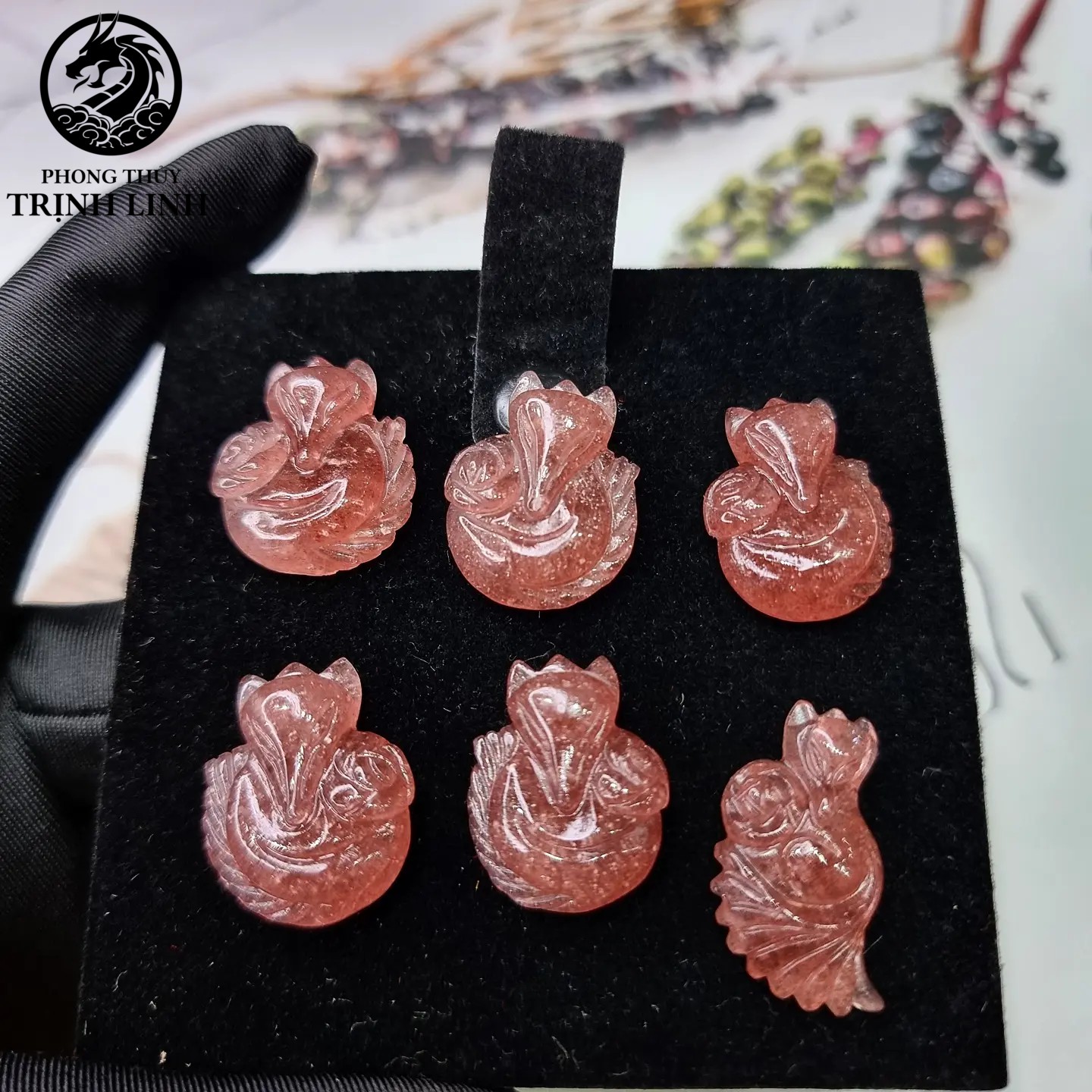 VÒNG CỔ CỬU VỸ HỒ LY THẠCH ANH DÂU (LOẠI ĐẸP)