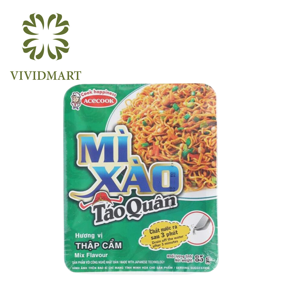 [1 TRAY] - ACECOOK - TAO QUAN INSTANT NOODLE TRAY 2 FLAVORS: STIR-FRIED MINCED PORK WITH TOMATO AND STIR-FRIED MIXED FRIED NOODLE  (85G/TRAY)