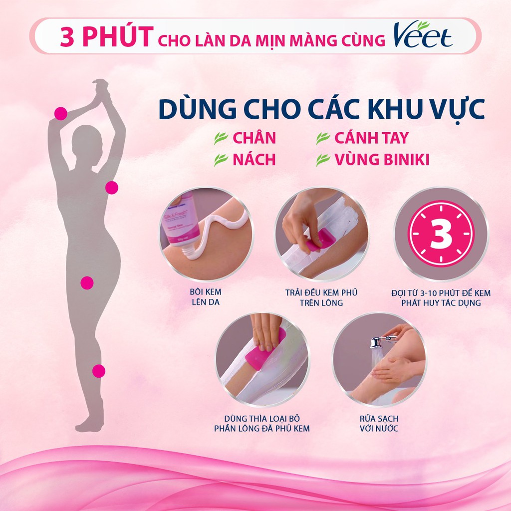 Kem tẩy lông Veet Silk Fresh pháp 100g