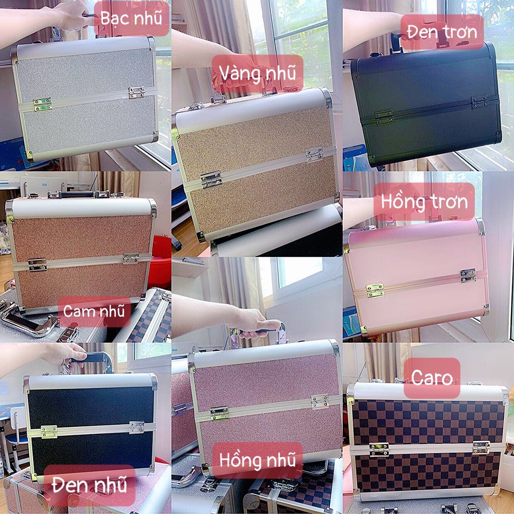 Cốp nhôm 2 tầng đựng đồ nail mi (32x21x26cm)