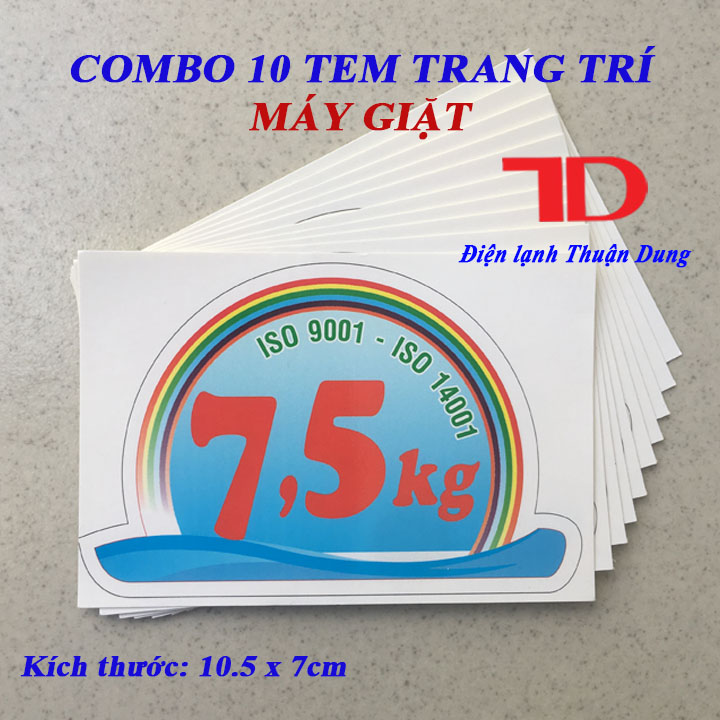 Combo 10 tem dán trang trí máy giặt loại 7.5kg