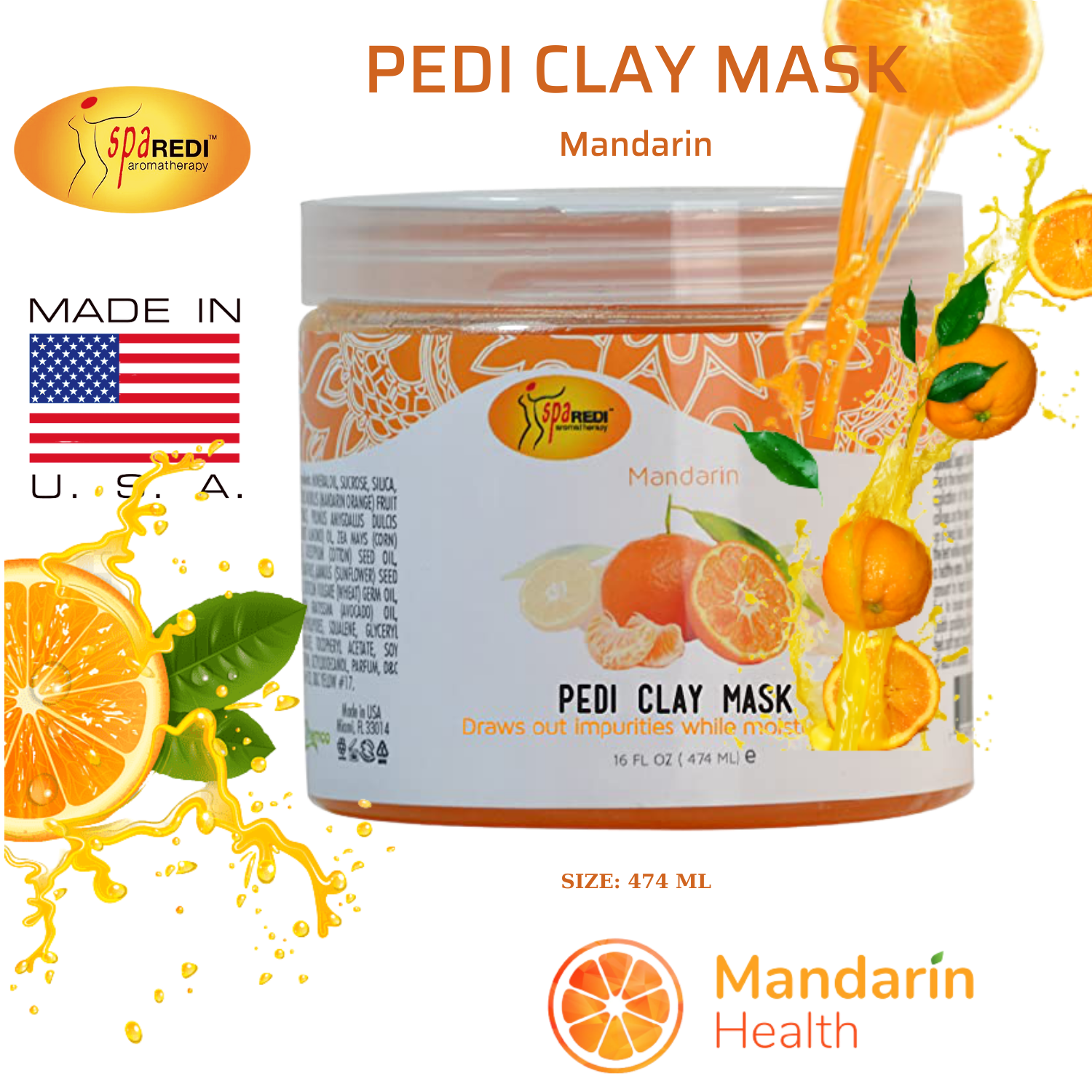 Mặt nạ đất sét Pedi Clay Mask mùi Cam 474 ml