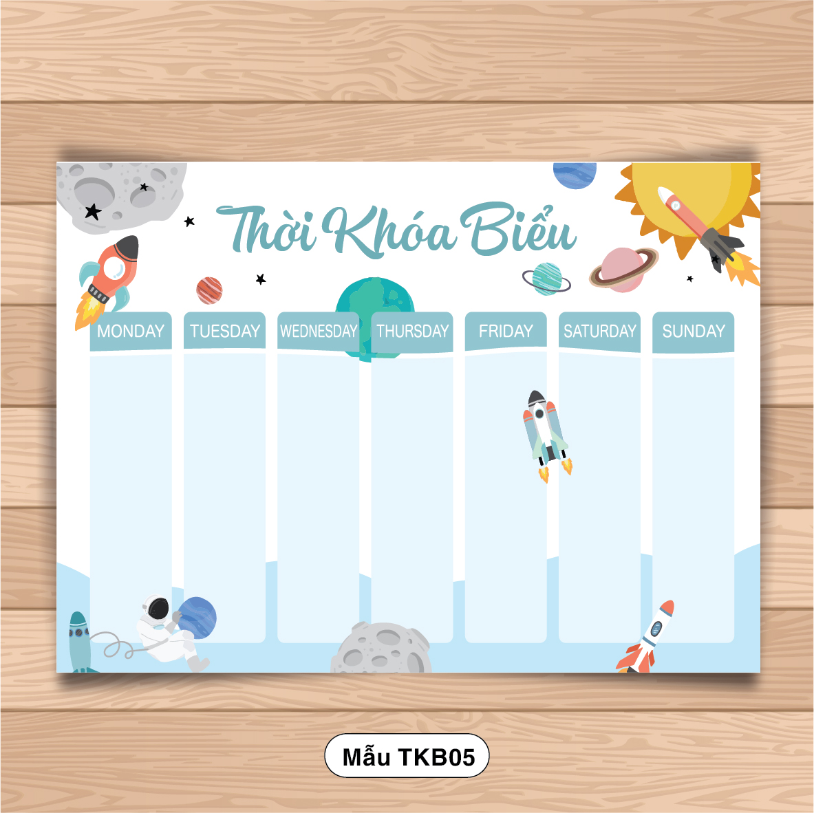 Thời khóa biểu khổ A4 Decal tự dính - Dễ thương Cute - Set 5 cái