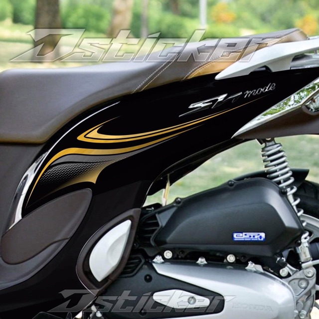 Tem Sh Mode 2020 - Chỉ Vàng Đồng Rời Dán Xe Đen