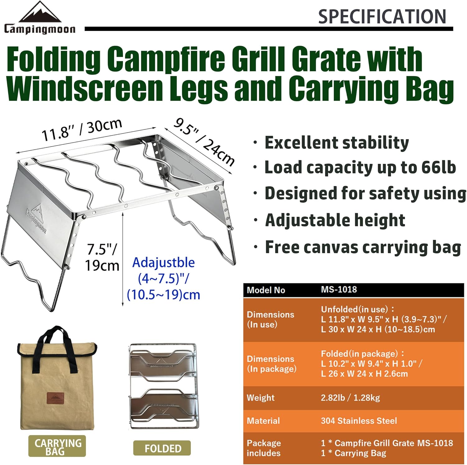 [HCM]Khung bếp chắn gió/ kiềng nấu bếp Campingmoon MS-1018