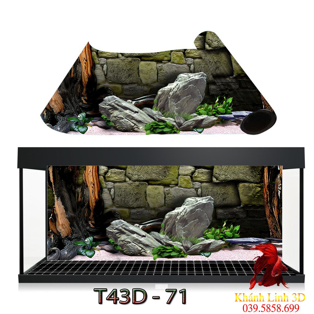 Tranh 3D dán bể cá trang trí hồ cá , tích hợp keo sẵn trên bề mặt tranh kích thước tranh đa dạng theo yêu cầu bể