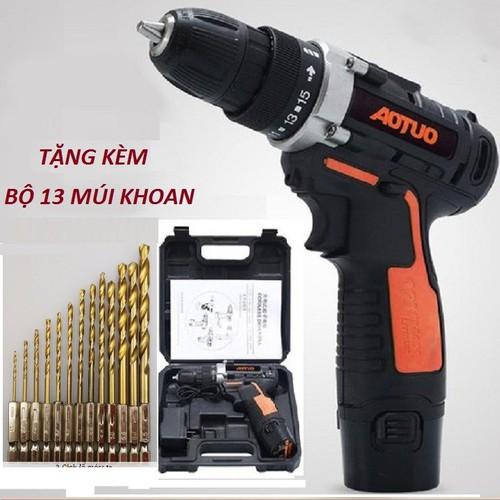 máy khoan pin 12v tặng kèm bộ 13 mũi khoan cao cấp