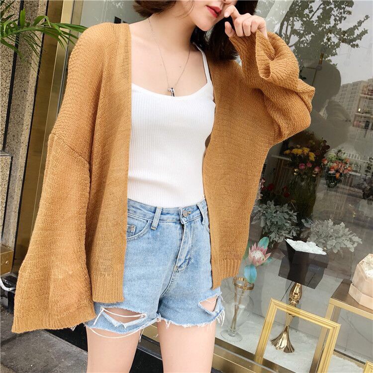 Áo len mỏng Cadigan phong cách Hàn Quốc