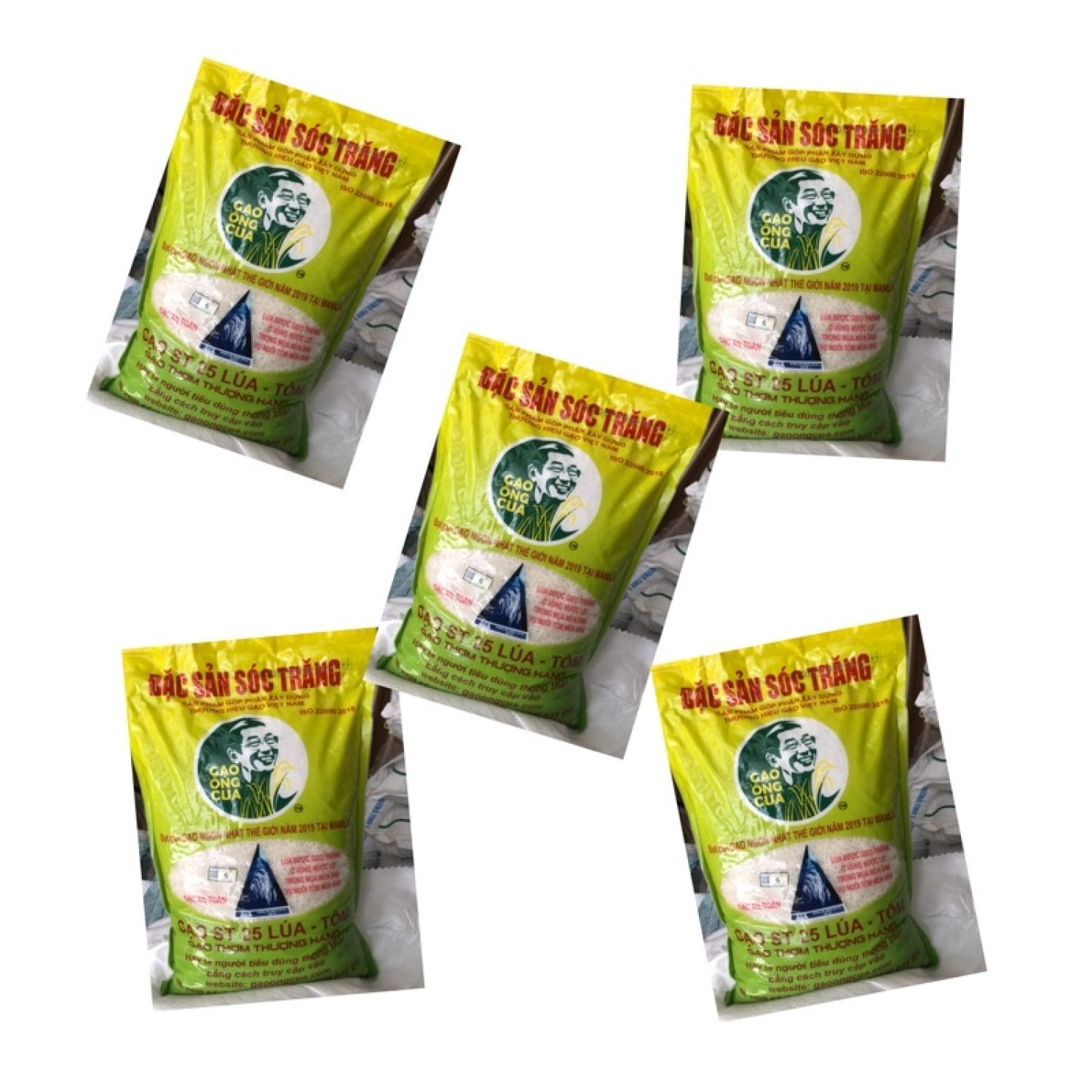 (compo 5 túi )gạo st25 lúa tôm chính hãng ông cua