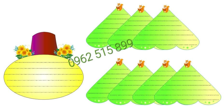 (Đồ dùng dạy học MCH) Bộ Cây Thông Học Tập (1 Gốc Khổ A3 + 7 Lá Khổ A4) Sẵn Nam Châm Lá.