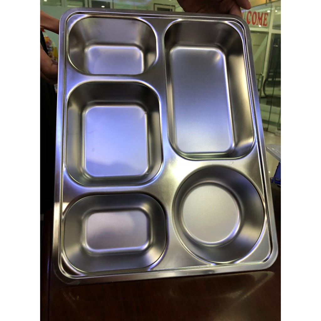 [HCM]Khay 5 Ngăn Inox Có nắp Đậy