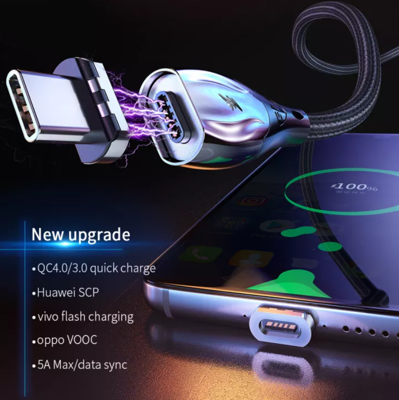 Dây Cáp Sạc Nam Châm E-Mark cao cấp 66W cho điện thoại android, iphone, macbook, laptop...