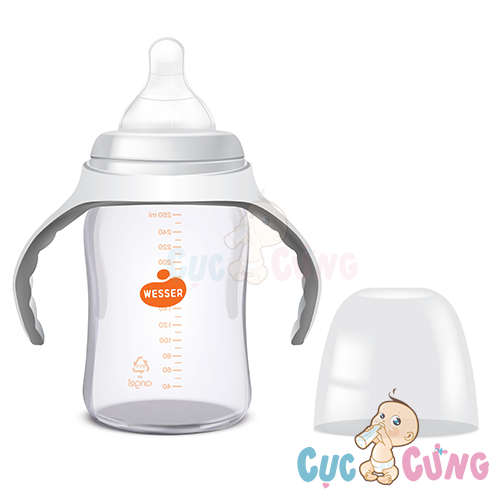 Combo cặp bình sữa wesser cổ rộng 260ml