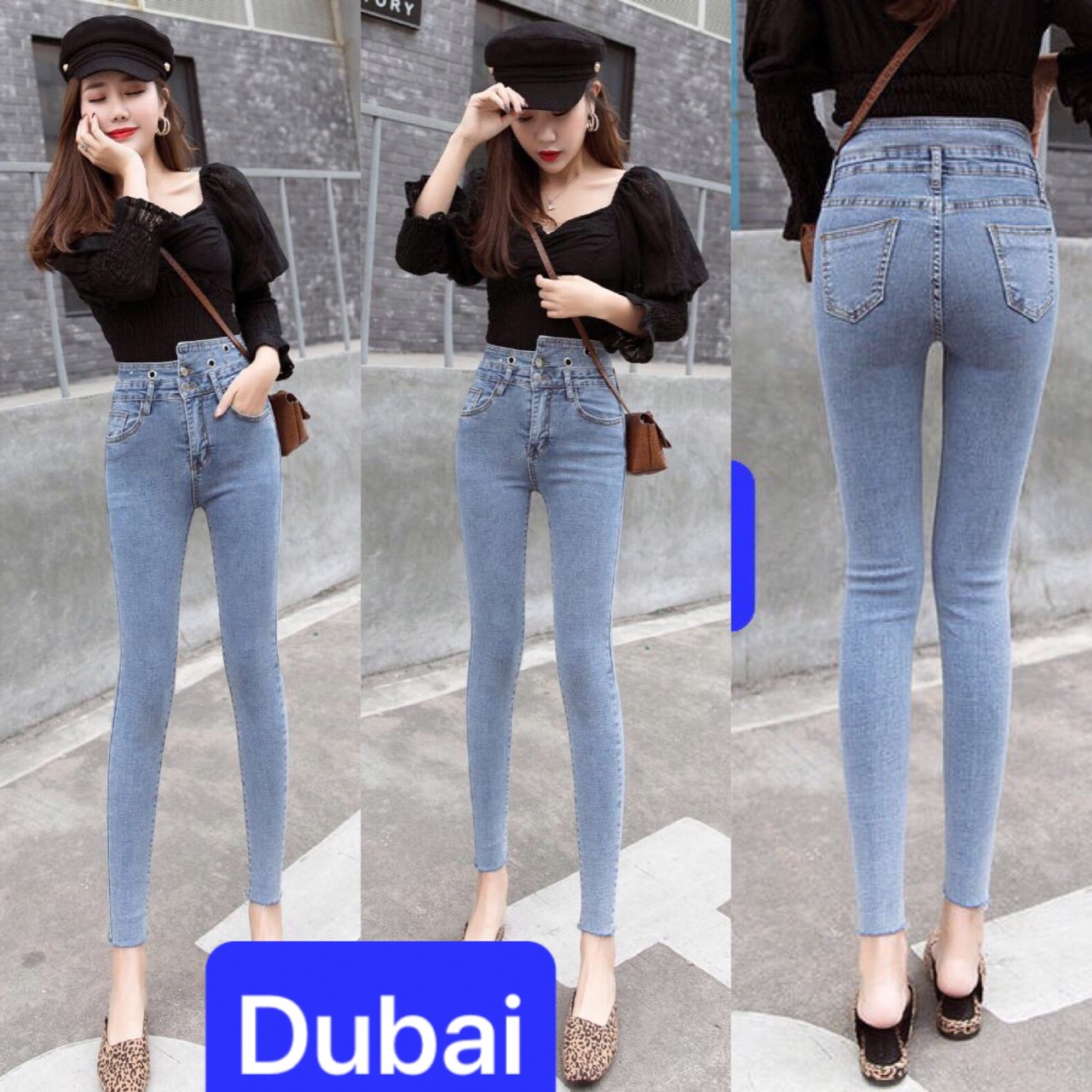 QUẦN JEAN NỮ CHẤT BÒ XANH LƯNG KIỂU KHOEN LỖ LƯNG CAO NÂNG MÔNG HÀN QUỐC DB-83 CAO CẤP - DUBAI FASHION