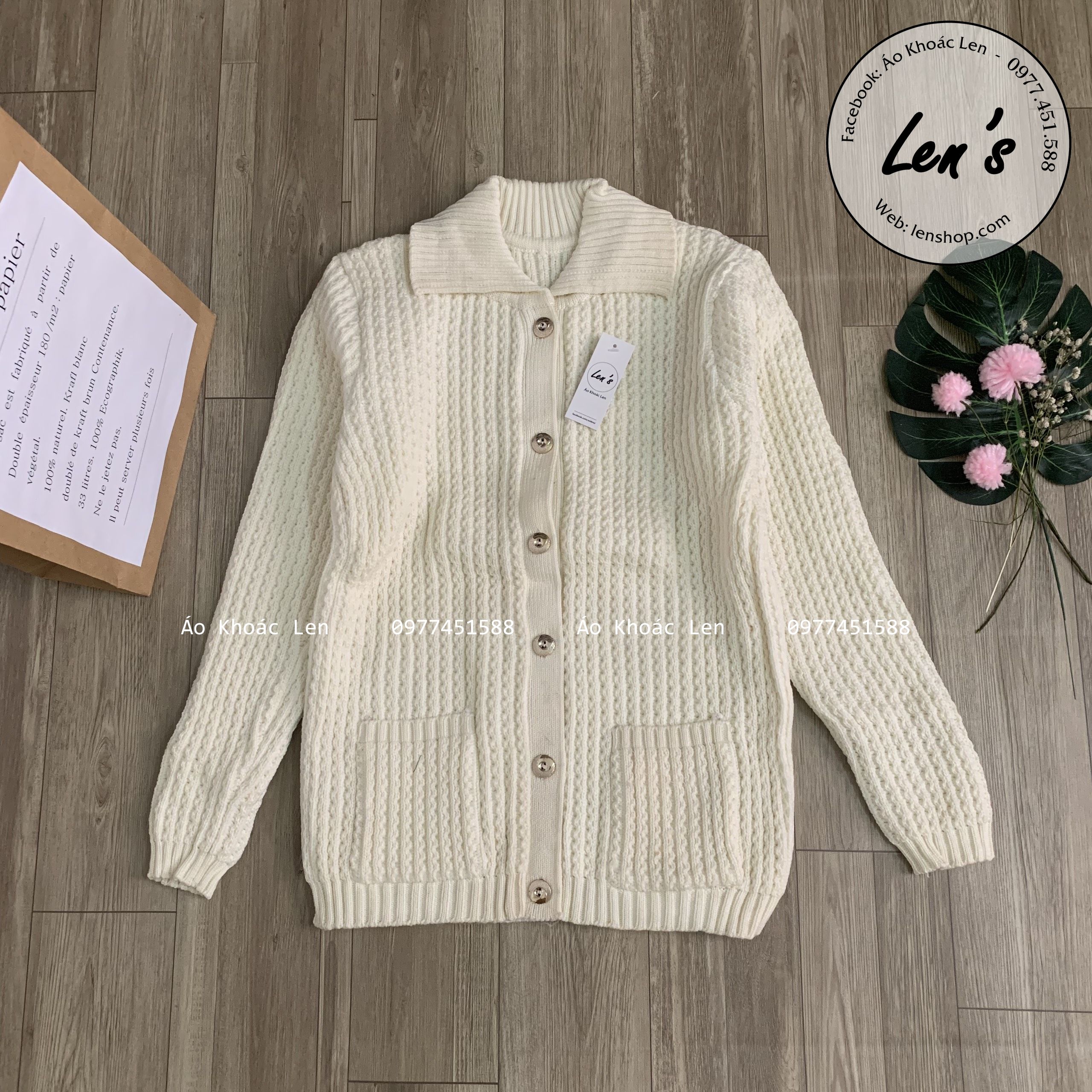 ÁO KHOÁC TRUNG NIÊN VÀ LỚN TUỔI CỔ BẺ LEN ĐAN