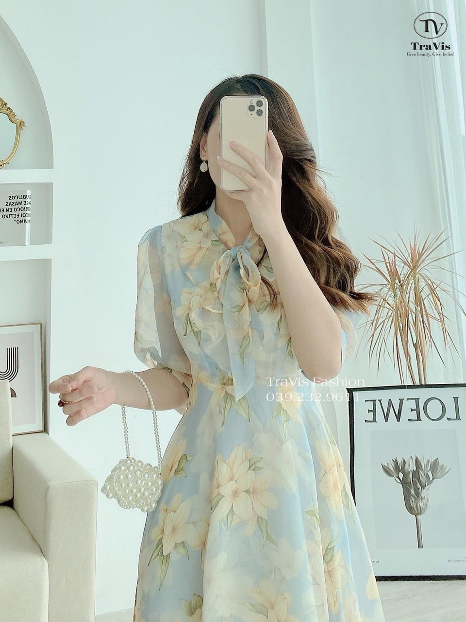 Đầm hoa tiểu thư cột nơ siêu xinh chất vải mềm mịn thoáng mát new 79 store