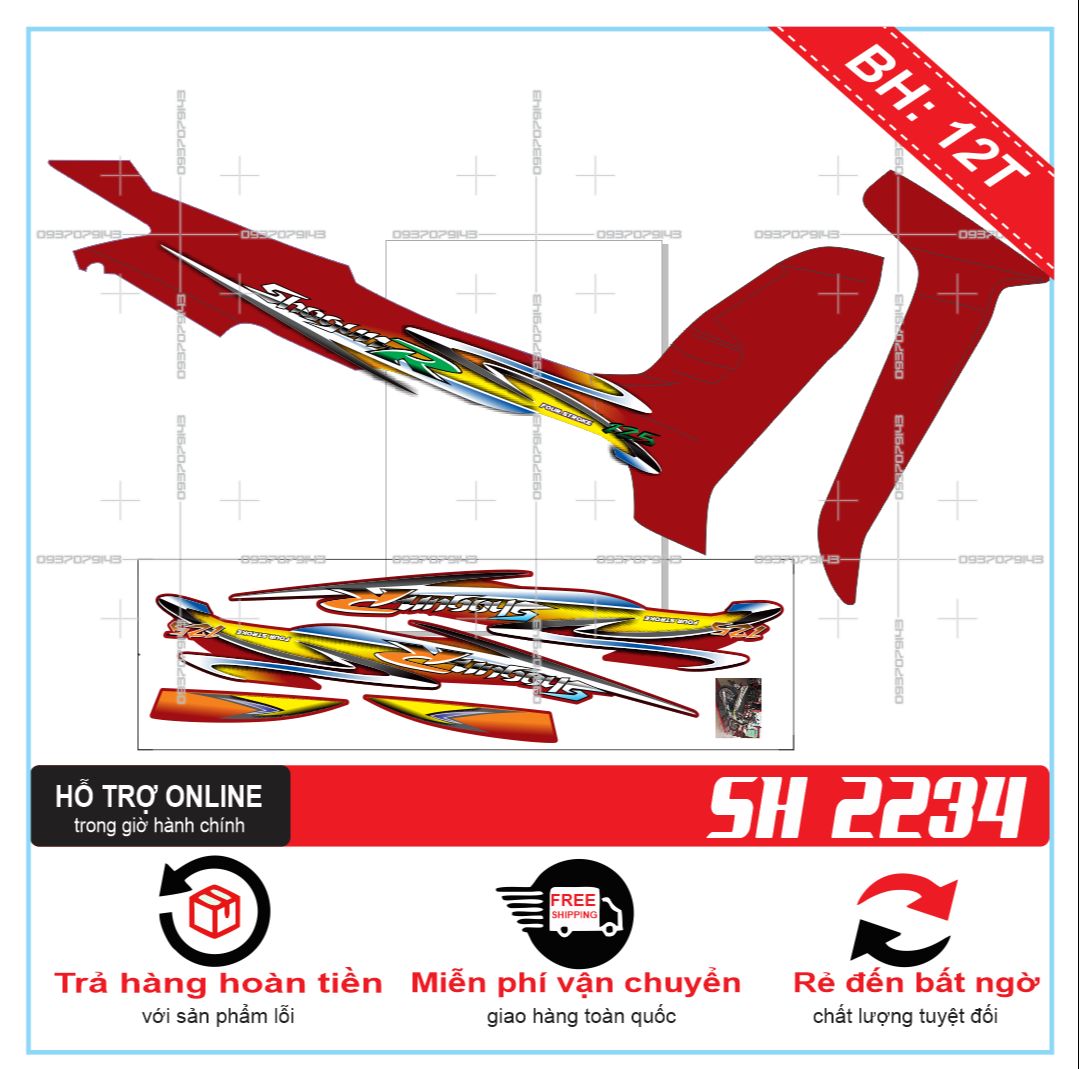 TEM RỜI XE SHOGUN DÁN XE ĐỎ