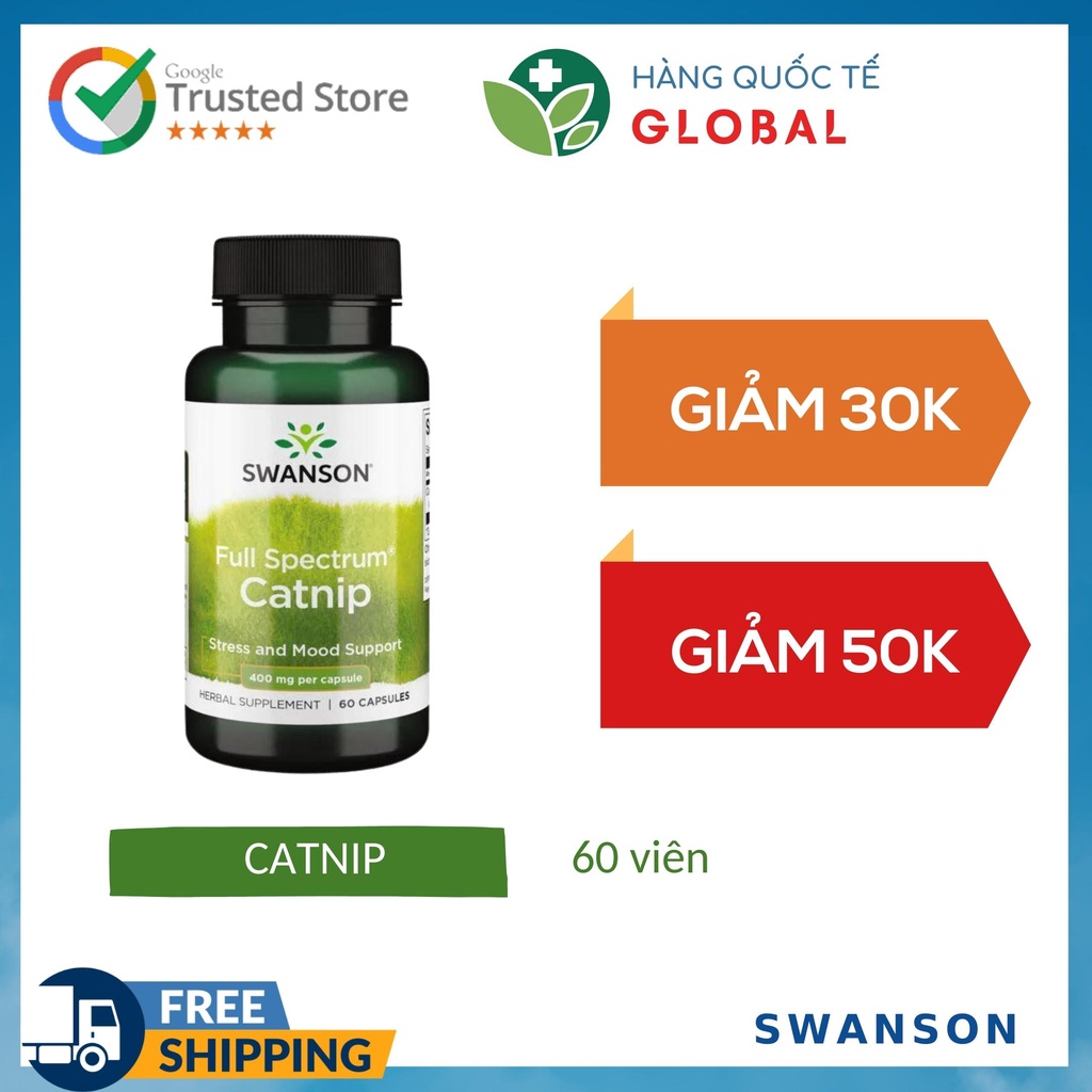 Swanson catnip, 60 tablets, stress reduction support - green medicine and pharmacy