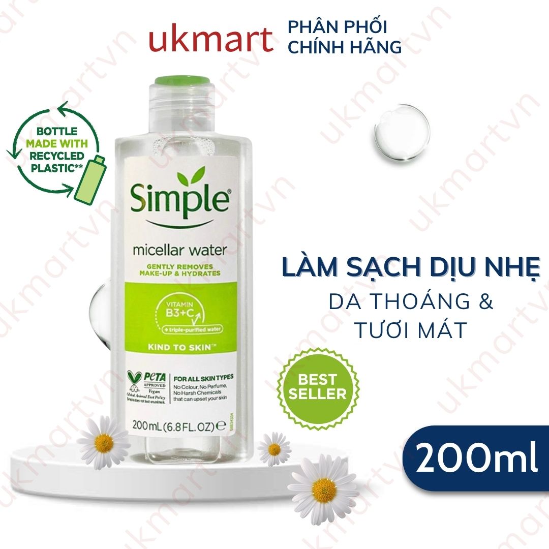 Nước tẩy trang Simple Kind To Kind Micellar Cleansing Water cho da nhạy cảm - Tẩy trang Simple