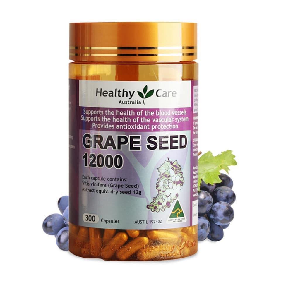Healthy Care Grape Seed 12000mg 300 Viên - tinh chất hạt nho hỗ trợ chống lão hóa