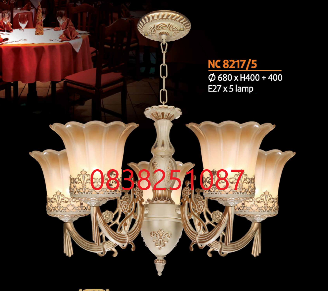 [HCM]Đèn Chùm Phòng Khách Cao Cấp NC8217/5 - TẶNG BÓNG LED