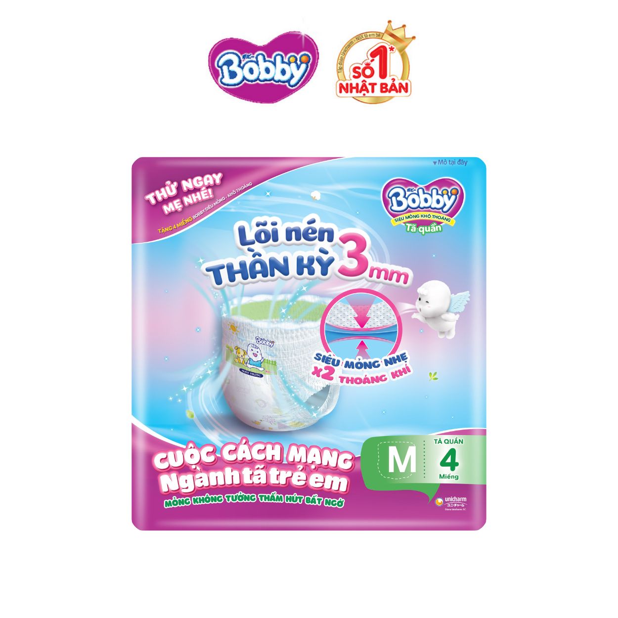 [QT_Bobby] Tã quần Bobby size M - 4 miếng