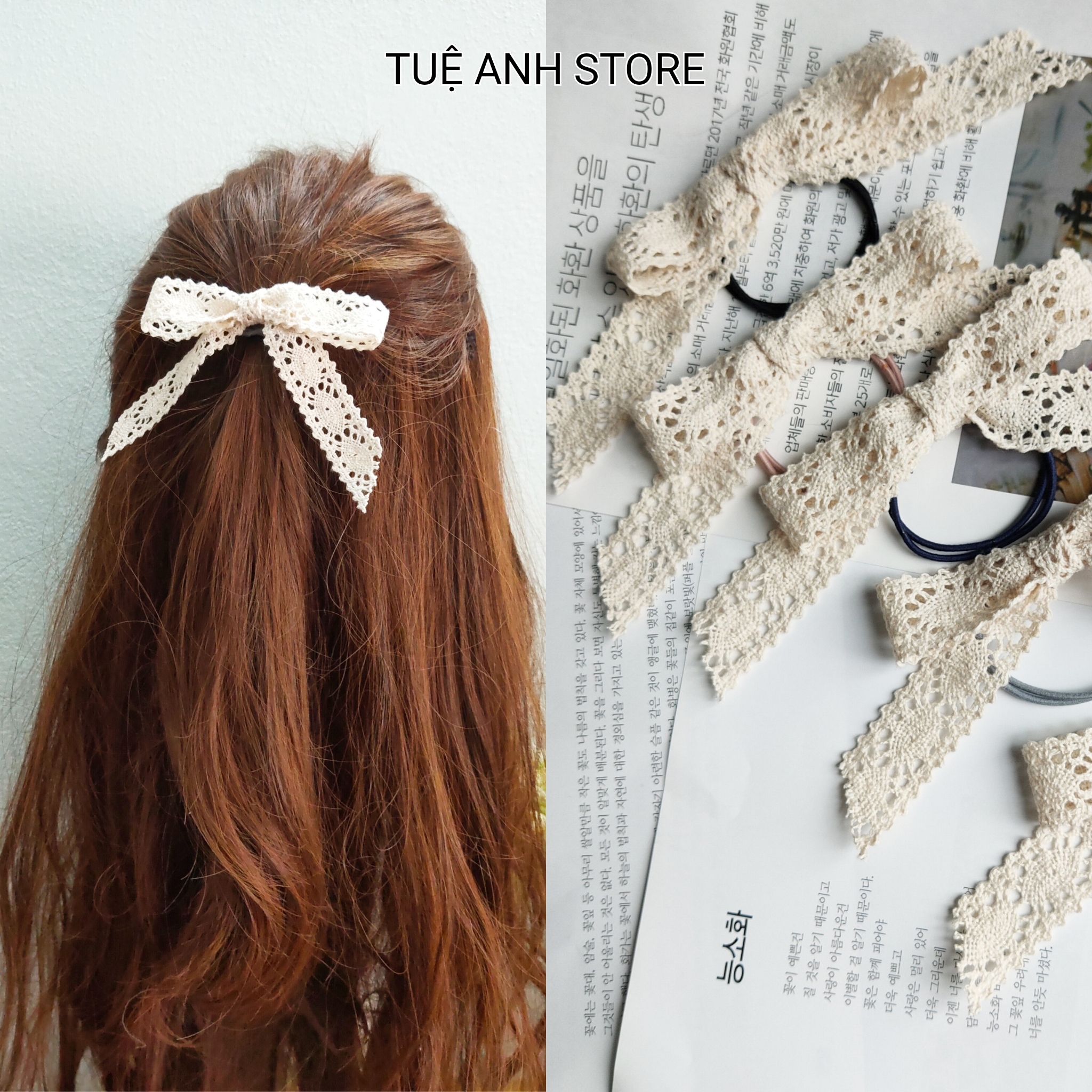 B196 Dây buộc tóc nơ ren xinh xắn