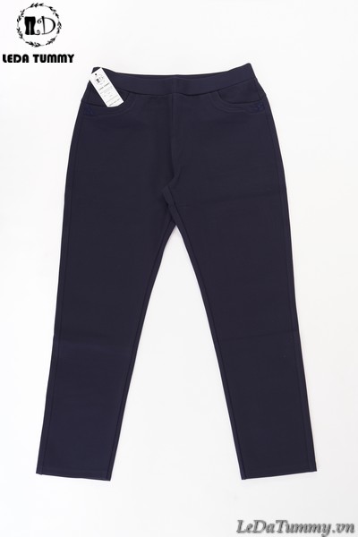 [HCM][Big Size Cao Cấp] Quần Thun Cotton Hàn Quốc (50 - 100 kg) LEDA TUMMY Lưng Thun Co Giãn Cạp Cao Ôm Gọn Bụng (Xanh Đen)