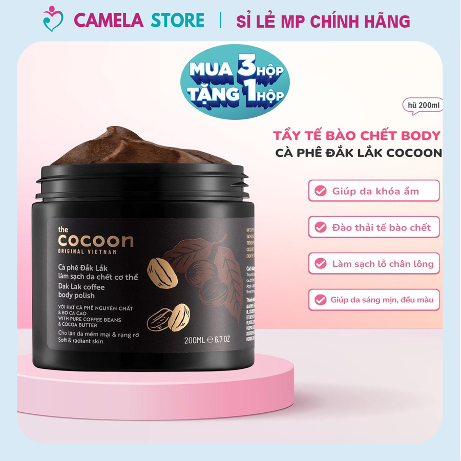 Tẩy da chết toàn thân cà phê Đắk Lắk Cocoon hũ 200ml