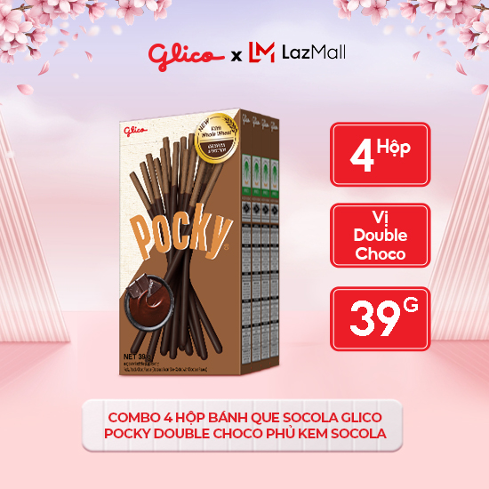 Combo 4 Hộp Bánh Que Socola Glico Pocky Double Choco 39G