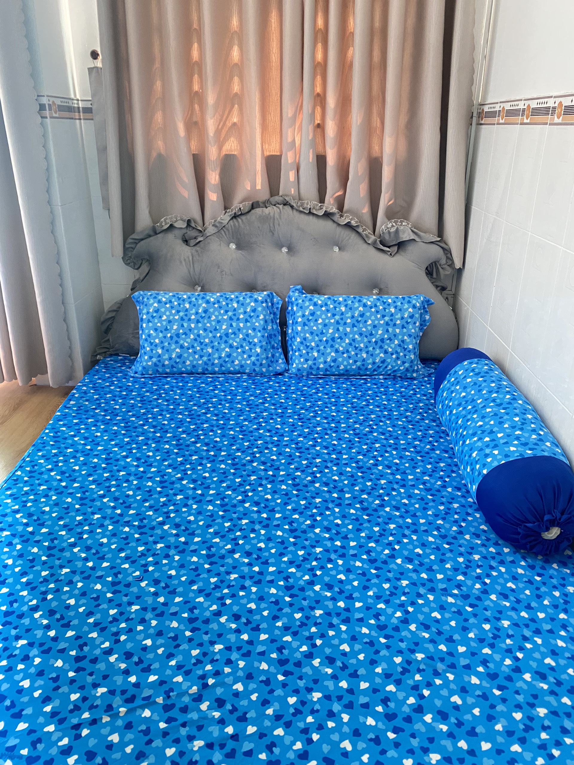 Bộ drap thun Hàn quốc mẫu trái tim