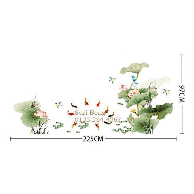 decal dán tường hoa sen 3D sang chảnh mẫu mới