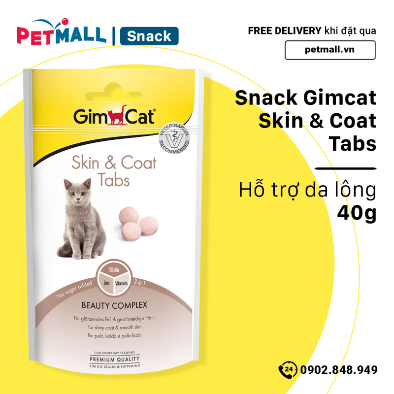Snack Gimcat Skin & Coat Tabs 40g - Hỗ trợ da lông petmall