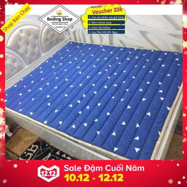 Thảm Đa năng chần bông 3 lớp 1m6x2m Tam Giác xanh(Xanh dương nhạt)