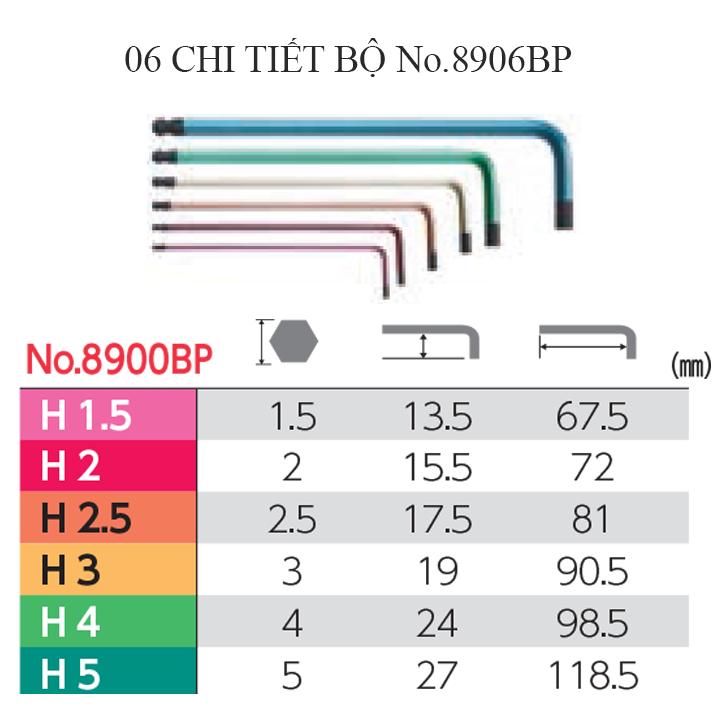 Bộ lục giác No.8906BP (06 cái nhiều màu) Vessel - Nhật Bản