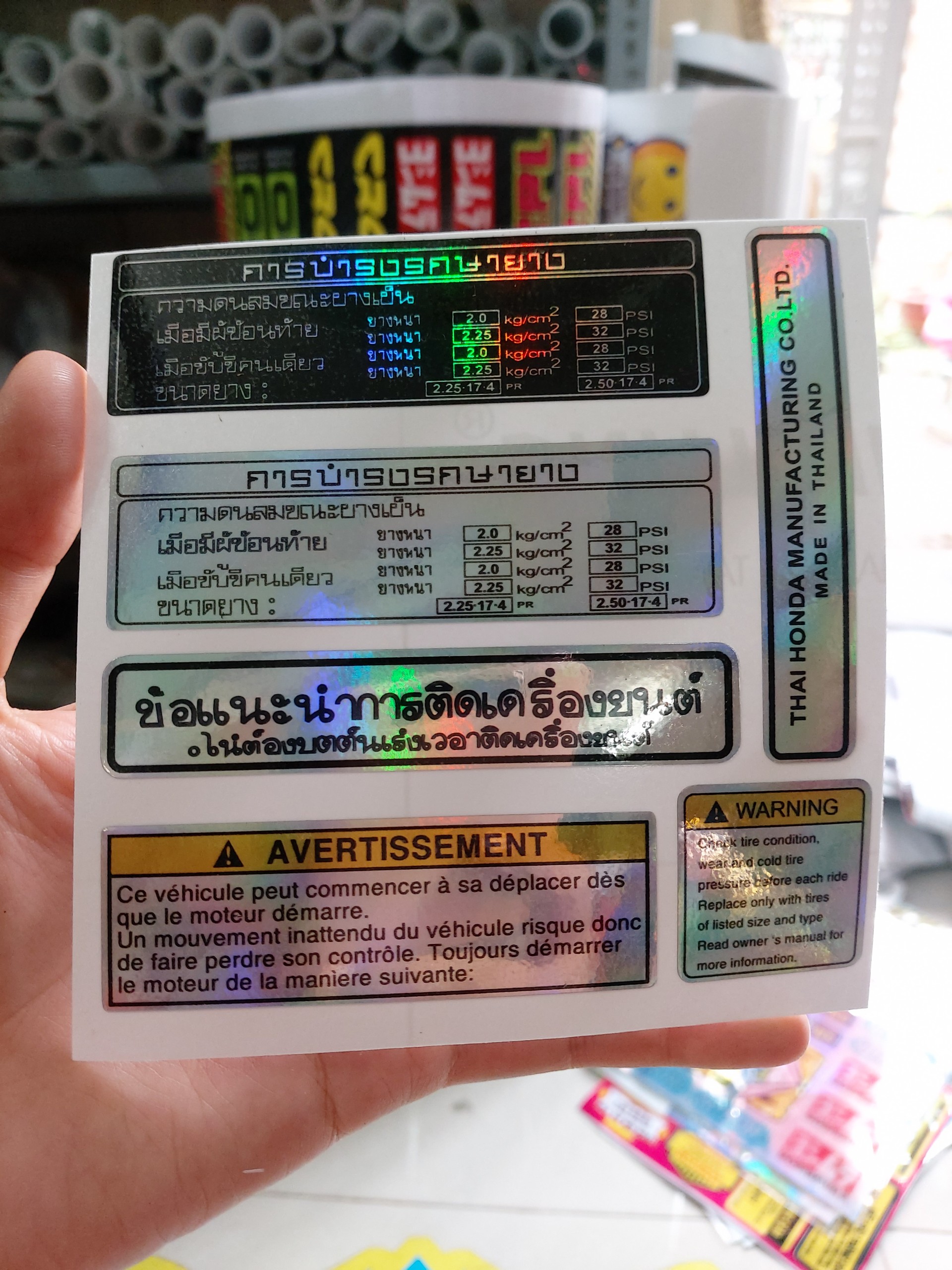 Tem thông số Thái 7 màu