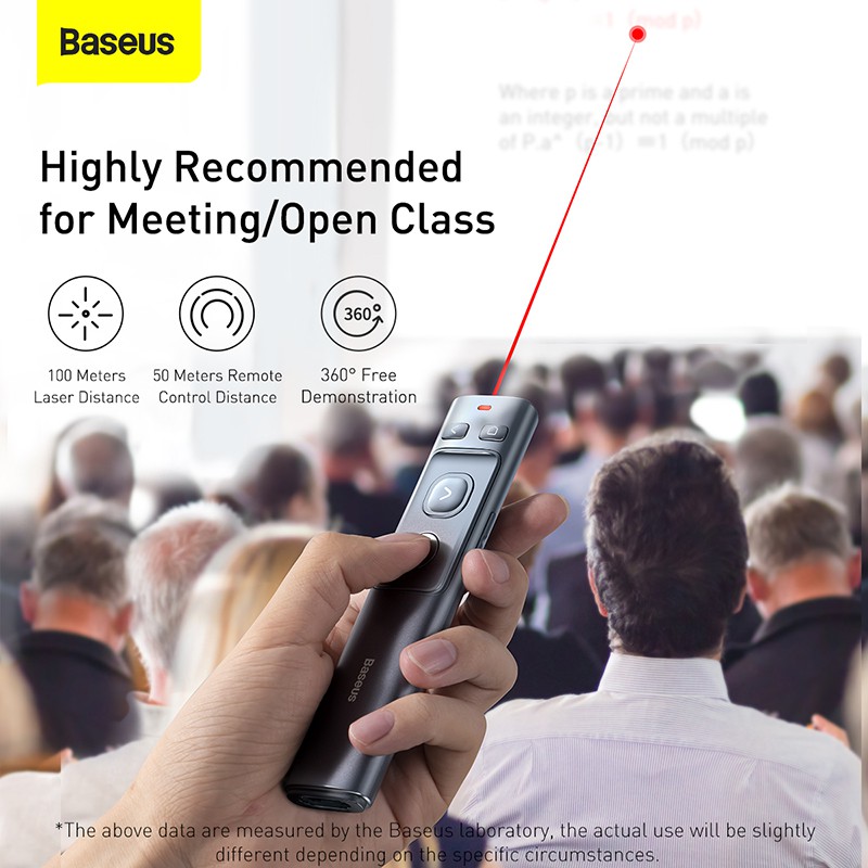 Bút trình chiếu Baseus Laser Orange Dot Wireless Presenter Red Laser Pointer